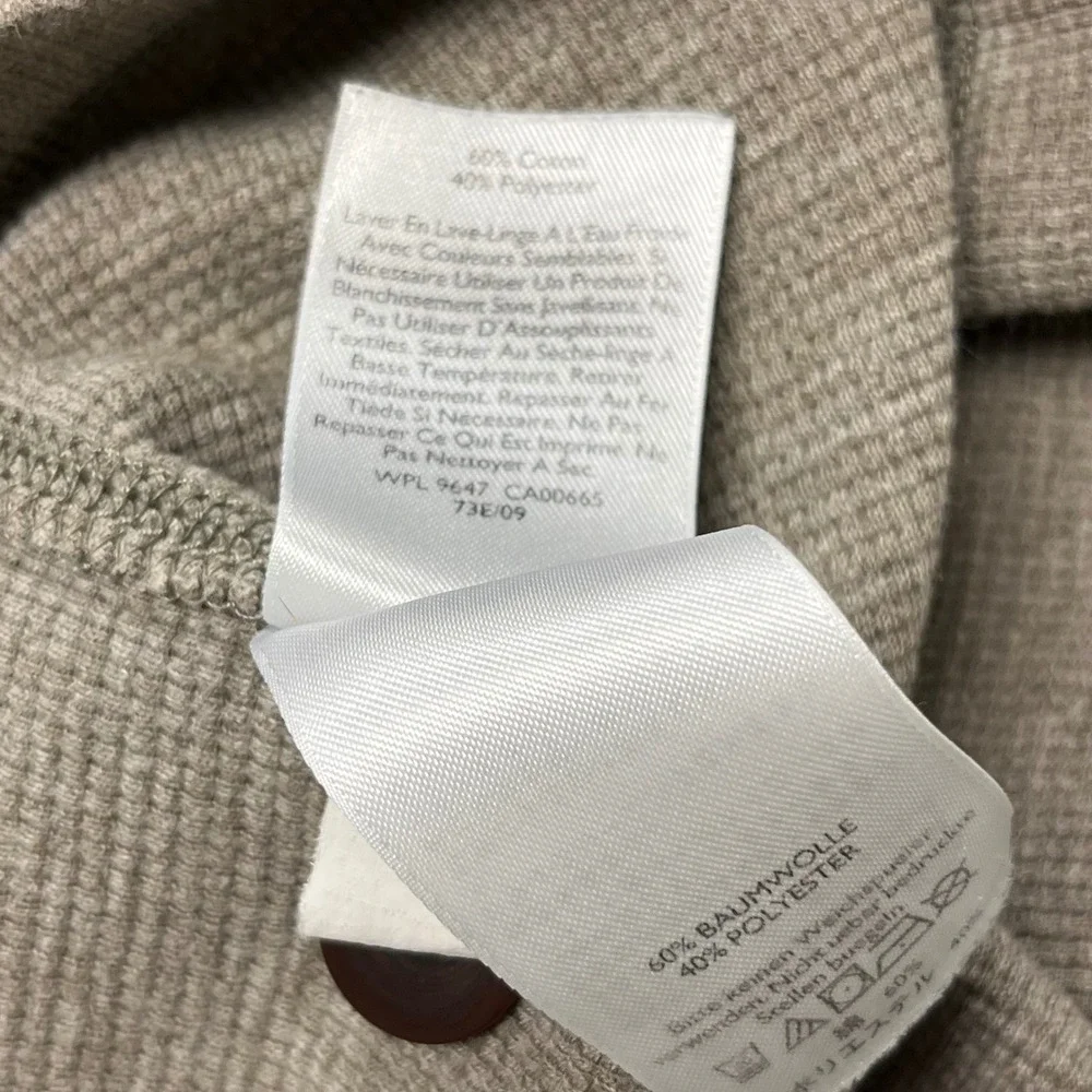 EDDIE BAUER Mens Long Sleeve Thermal‎ Henley Shirt Sz XL Gray Waffle Knit Casual